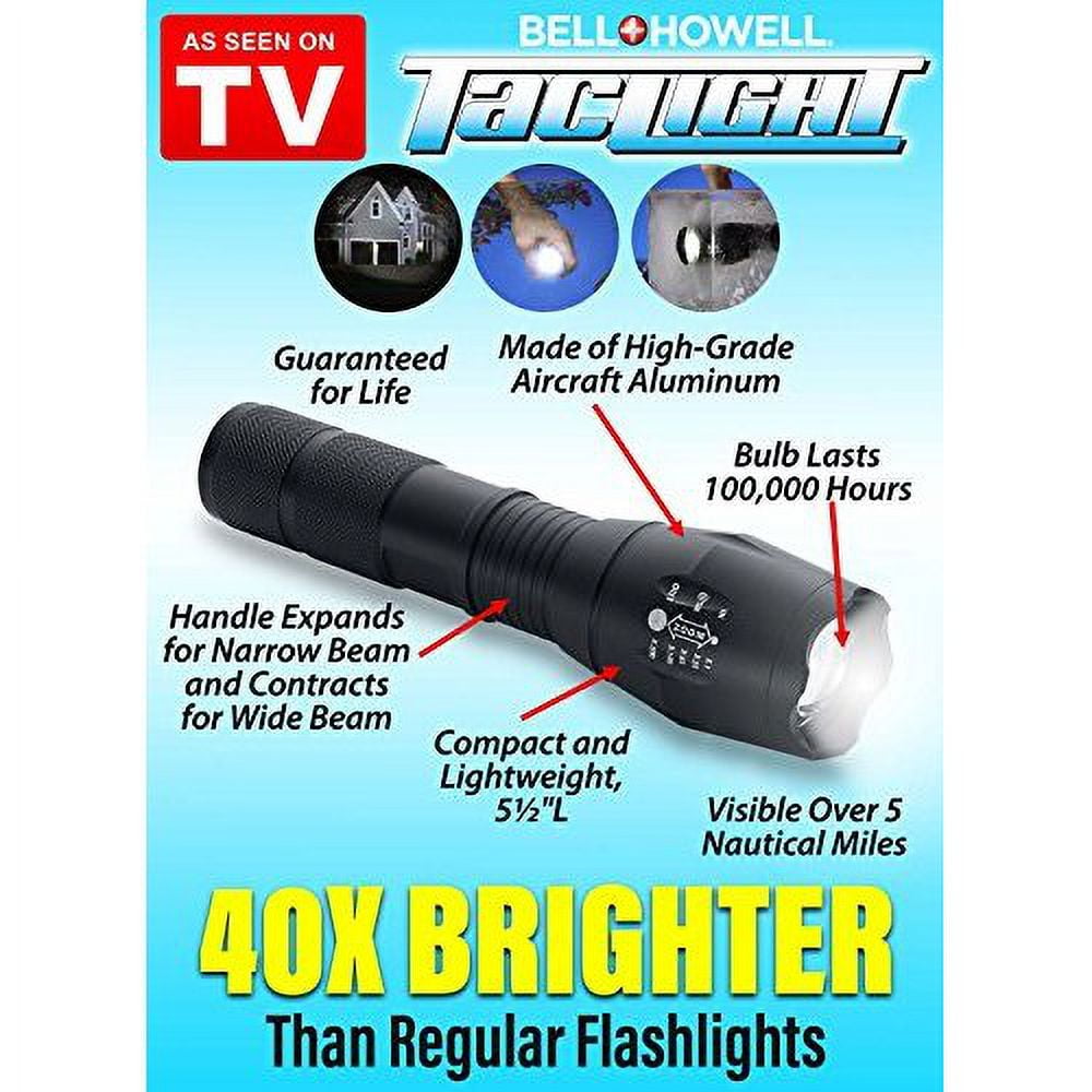 Bell Howell 1176 Taclight High-Powered Tactical Flashlight with Modes  Zoom  Function