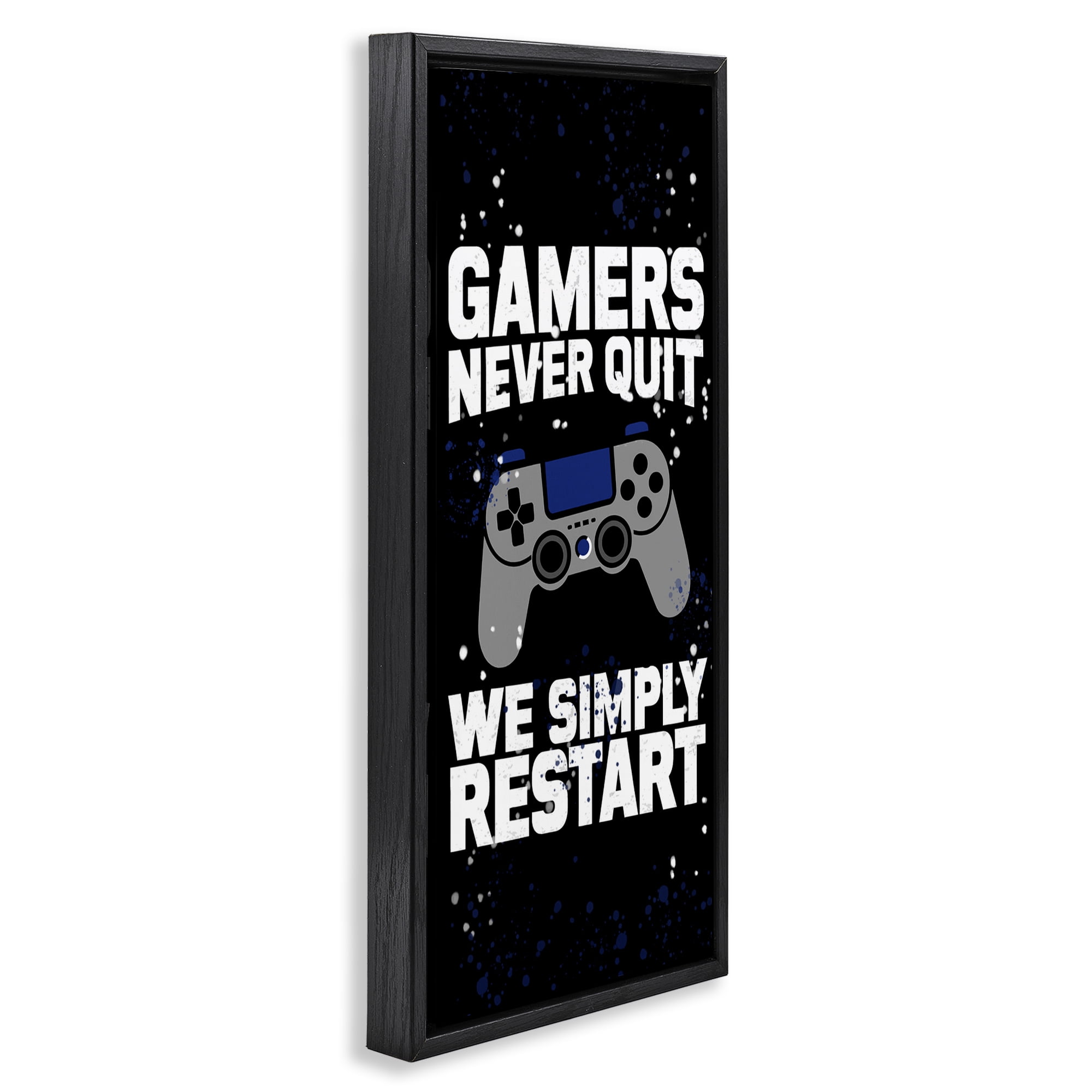 Stupell Industries Never Quit Simply Restart Black Framed Floater Canvas Wall Art, design by Kim Allen