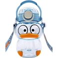 thumbnail image 1 of Linda botella de agua de pato con pajita, dijes kawaii y correa para niños, niñas, regalos escolares, 1 of 5