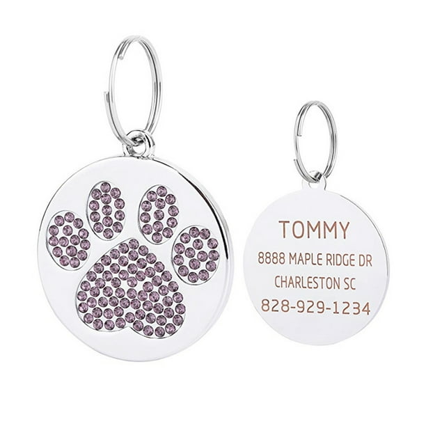 Cute Mini More Diamond Paw Dog Cat Id Name s Pet Jewelry Necklace Walmart Com Walmart Com
