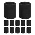 thumbnail image 1 of Uxcell 12PCS Bandas de sudor deportivas, muñequeras de algodón absorbentes para entrenamiento/baloncesto/correr [Negro, 8cm de ancho], 1 of 7