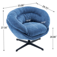 thumbnail image 4 of Silla de oficina de chenilla moderna, silla de acento giratoria de 360 ° con cojín extraíble, silla de oficina redonda, base de metal negro, 4 of 5