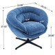 thumbnail image 4 of Silla de oficina de chenilla moderna, silla de acento giratoria de 360 ° con cojín extraíble, silla de oficina redonda, base de metal negro, 4 of 5