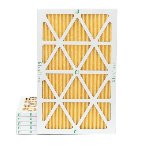 6 Pack of 12x24x1 MERV 11 Pleated Air Filters by Glasfloss. Actual Size: 11-3/8 x 23-3/8 x 7/8