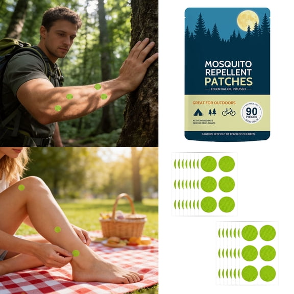 90/180/360Pcs Squito Stickers Mosquito Repellent Patch Stickers for Adults , Safe & Effective Insect Repellent Patches for Toddlers, Kids, Camping, Beach & Outdoor Essentials