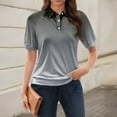 thumbnail image 2 of NAMTYQX Women's T-Shirts Soft Lapel Neck Womens Polo Shirts Casual Stylish Short Sleeve Gray Size S, 2 of 5