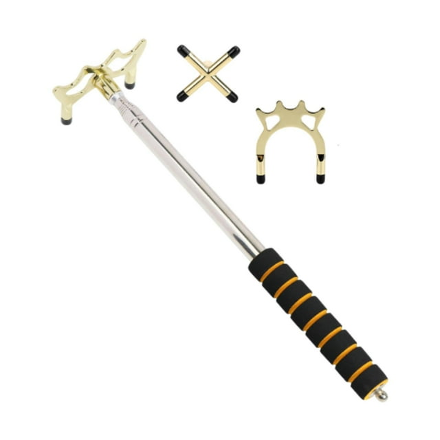 Lipstore Queue de Billard Support de Pont pour Piscine avec 3 Pcs Tête de Pont Amovible Or