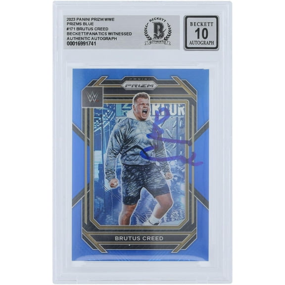 Brutus Creed WWE Autographed 2023 Panini Prizm Blue Prizm #171 #/199 Beckett Fanatics Witnessed Authenticated 10 Card - Fanatics Authentic Certified