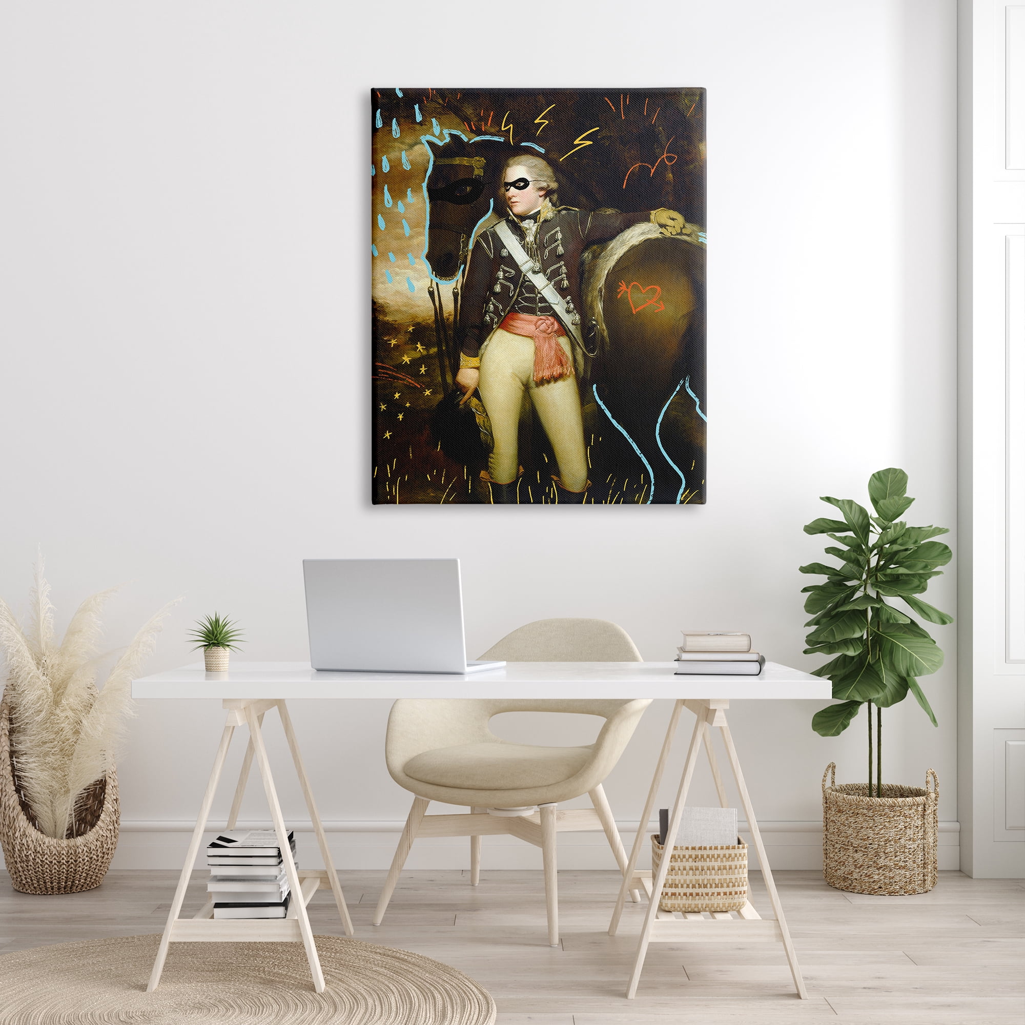Stupell Industries Traditional Abstraction Presidential Masked Horse Animals & Insects Painting Gallery Wrapped Canvas Print Wall Art, 36 x 48