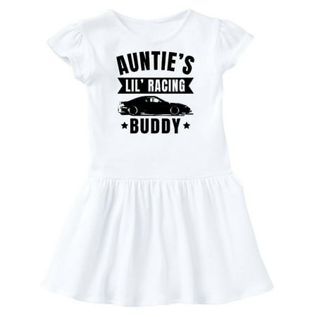 

Inktastic Aunties Lil Racing Buddy Gift Toddler Girl Dress