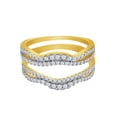 thumbnail image 1 of Round Cut White Cubic Zirconia Chevron Enhancer Guard Ring 14K Yellow Gold Ring Size - 6, 1 of 3