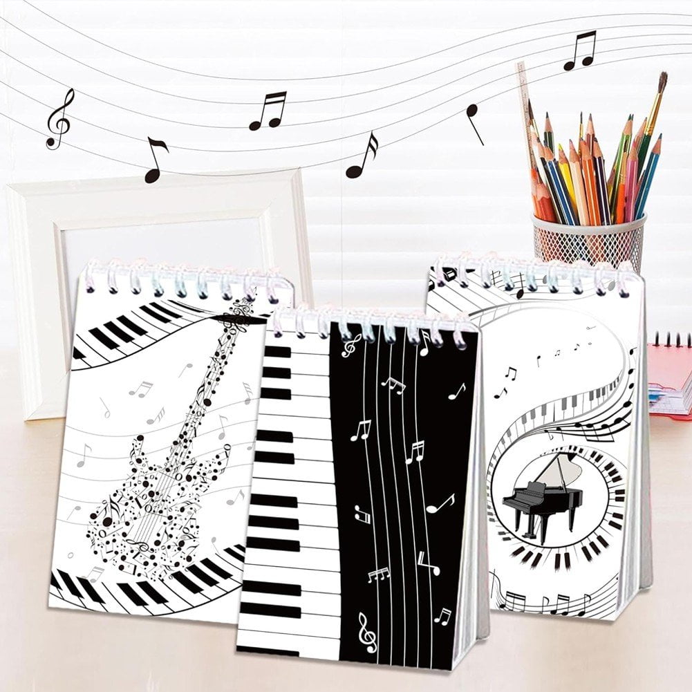 Mini Notebook, 16 Pcs Spiral Small Notebooks Memo Note Pads, Music Themed Pocket Notepad for Office Party Favor Gifts and Goodie Bags