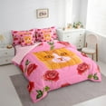 thumbnail image 3 of Feelyou Kawaii Cat Kitten Twin Bedding Sets 7-Piece for Kids, Rose Flower Floral Bedding Comforter Set, Pink Cartoon Animal Theme Reversible Sheet Sets, Super Cozy Room Decor, 3 of 8