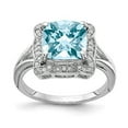 thumbnail image 3 of 925 Sterling Silver Rhodium Diamond and Checker-Cut Light Swiss Blue Topaz Ring Size 7, 3 of 6