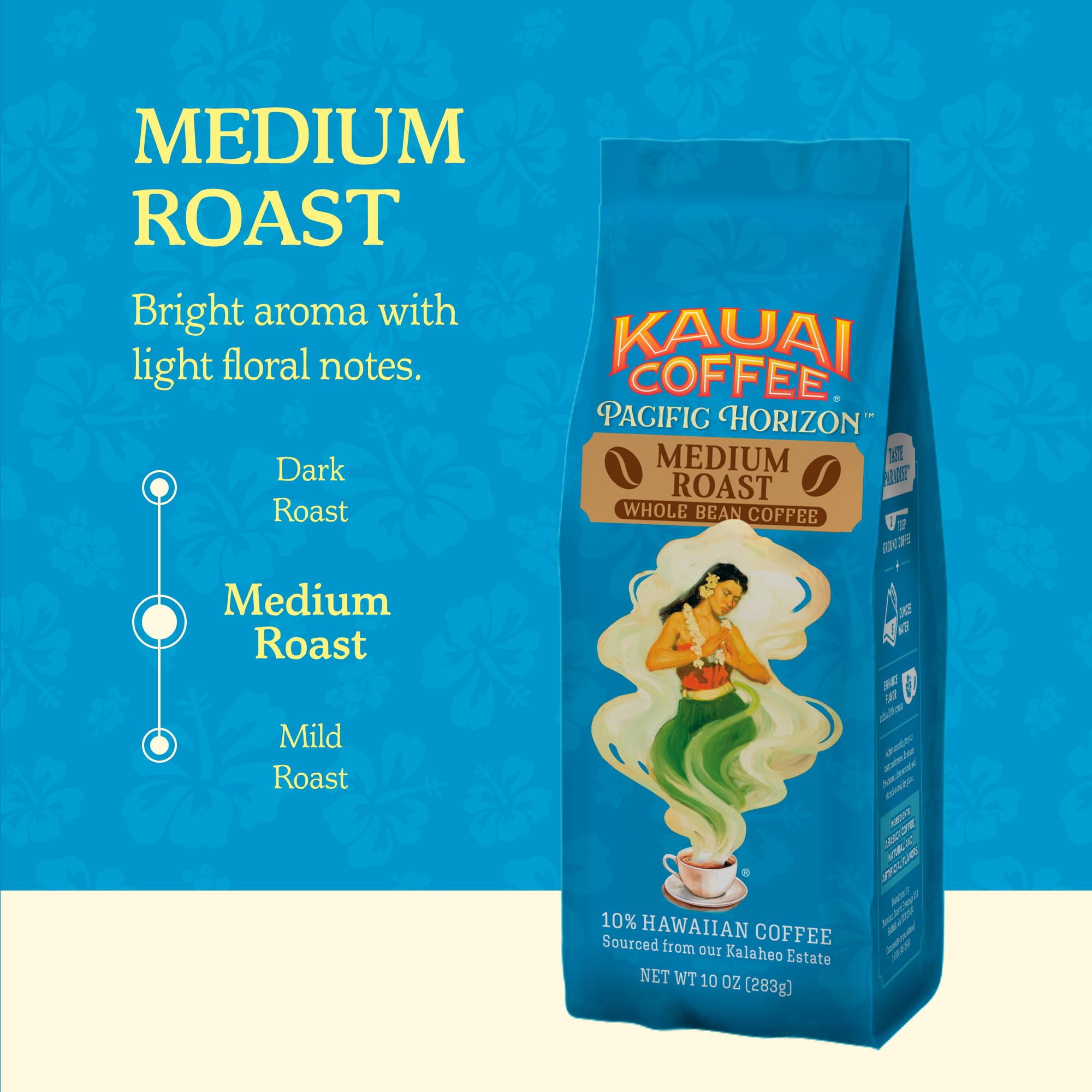 Kauai Coffee Whole Bean Smooth Non Bitter Pure Arabica 10oz 1 Pack