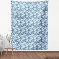 thumbnail image 4 of Ambesonne Floral Fabric by the Yard Upholstery, Retro Blue Design Flowers, 5 Yards, Slate Blue and White, 4 of 5