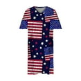 thumbnail image 4 of Wycnly Independence Day Dresses for Women 4th of July Plus Size Casual Swing Pocket Tunic Dresses Short Sleeve V-Neck US Flag Print Summer Midi Formal Dress Red xxxxxl, 4 of 5