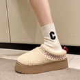 thumbnail image 4 of Zapatos de mujer casuales sin cordones de estilo coreano de otoño e invierno con fondo grueso y forro polar, de algodón, cálidos y de media sujeción, 4 of 6