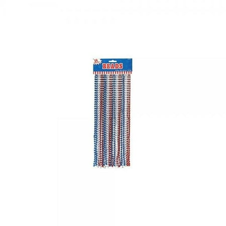 Amscan Amscan Patriotic Red White and Blue Bead Necklaces (24pc Set) Novelty Costume