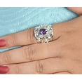 thumbnail image 3 of Navya Craft Amethyst Oval Silver Statement Ring 925 Sterling Silver Handmade Women Statement Ring, Purple Gem Stone Ring Size 11.5, 3 of 4