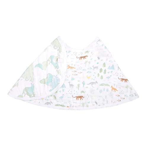 aden anais Essentials Burpy Bib, 100 Cotton Muslin, Soft Absorbent 4 Layers, Multi-Use Burp Cloth and Bib, 22.5 X 11 , Single, Voyager-Ecosphere
