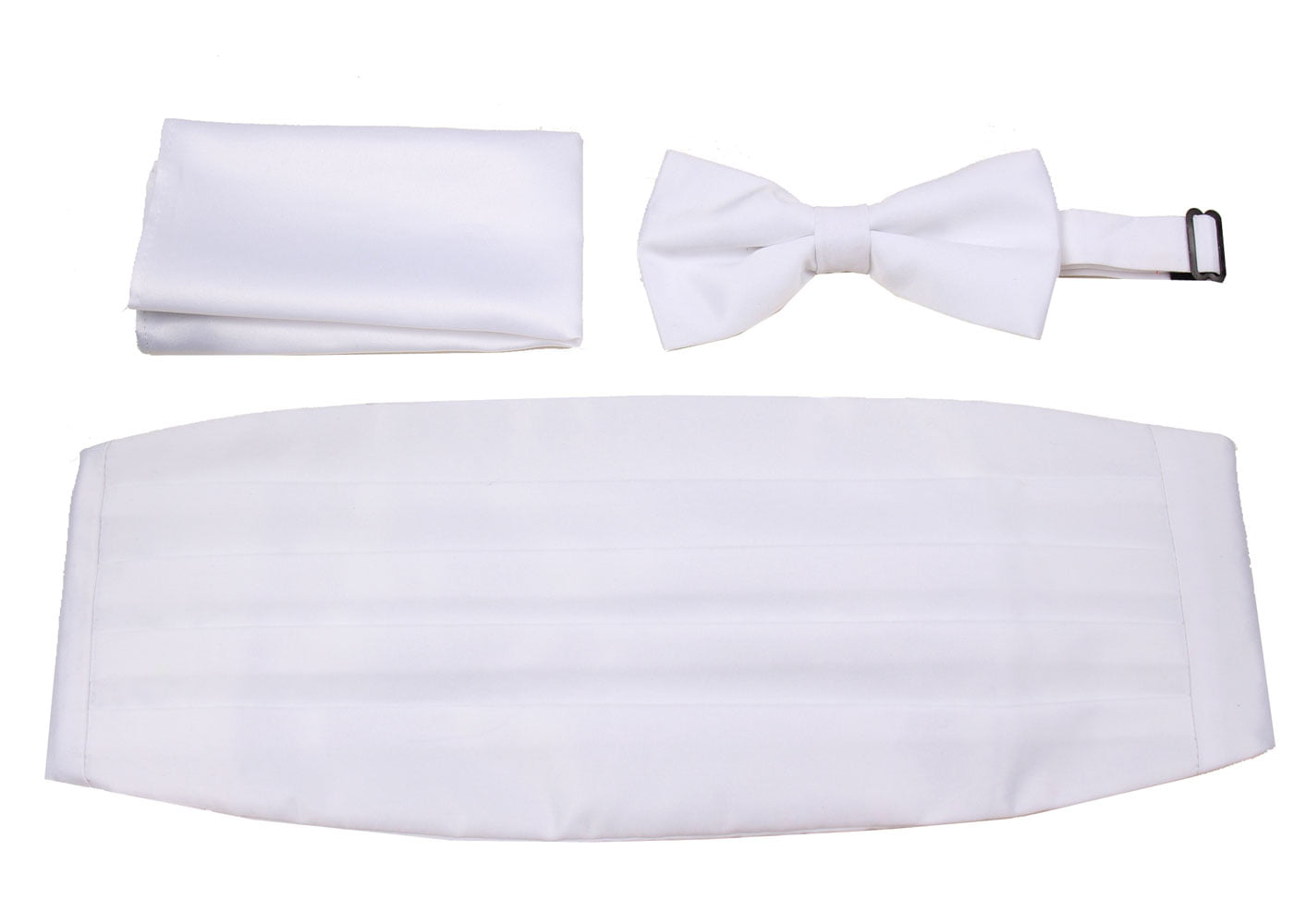 Mens Formal Woven Satin Cummerbund Pre-Tied Bowtie Hanky set Many Solid Colors Available