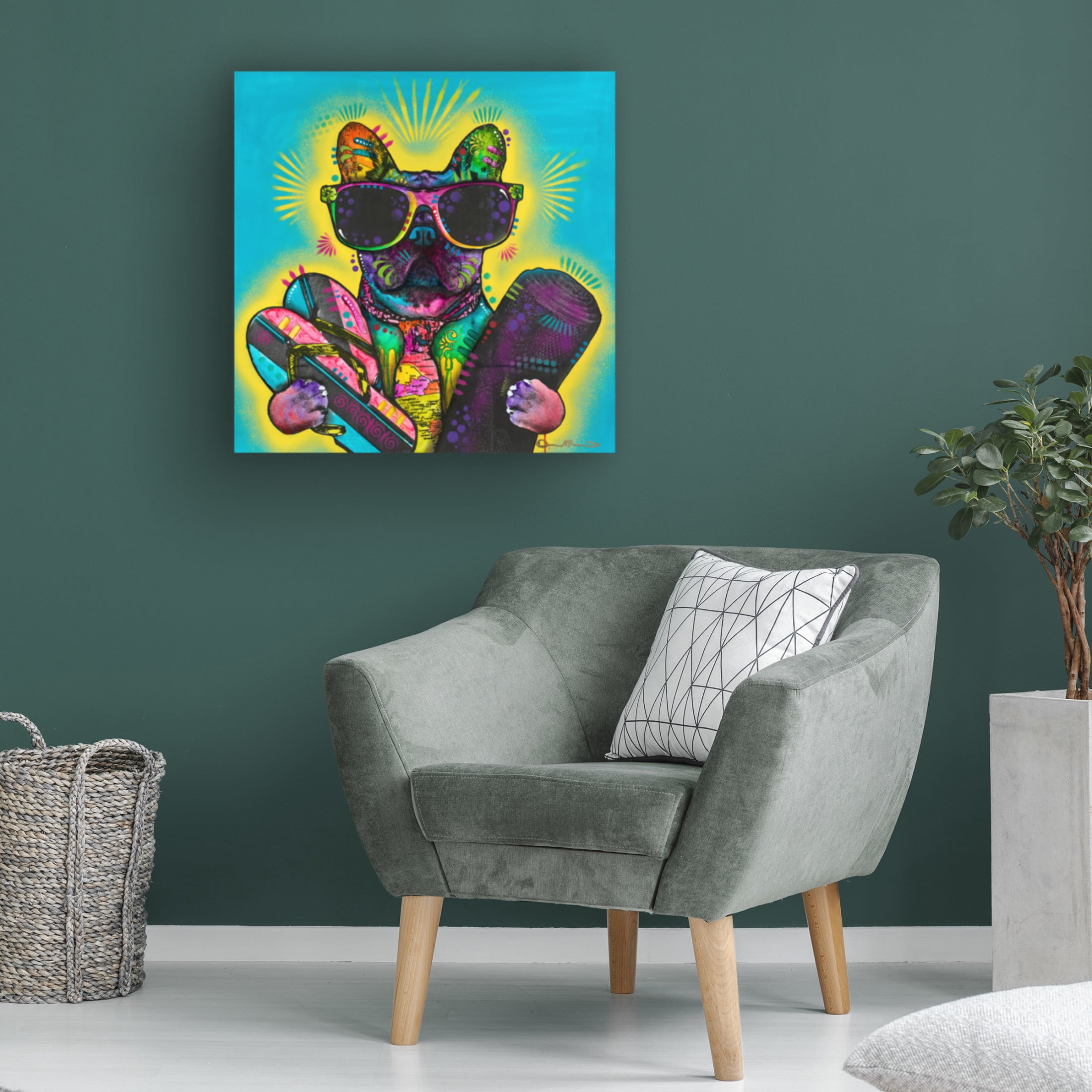 Canvas Wall Art - Dean Russo 'Cool Pup 1' Wall Art for Living Room, Bedroom, or Office Décor by Trademark Fine Art - 24 x 24 Inches