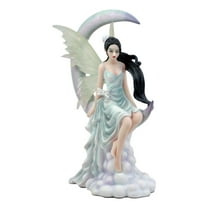 Ebros Large Celestial Crescent Moon Air Wind Elemental Fairy Statue 10.5"H By Nene Thomas Decorative Mythical Fantasy Figurine Collectible