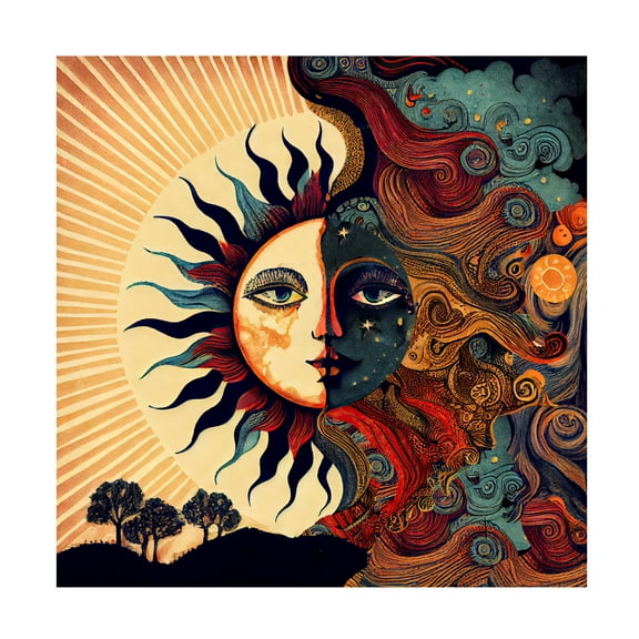 Canvas Wall Art - Sasha 'The Moon Says to the Sun I' Wall Art for Living Room, Bedroom, or Office DÃ©cor by Trademark Fine Art - 14 x 14 Inches