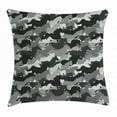 thumbnail image 1 of Horses Throw Pillow Cushion Cover, Mustang Herd Galloping Together Animal Silhouettes Wildlife Abstract, Decorative Square Accent Pillow Case, 24 X 24 Inches, Charcoal Grey Silver Black, by Ambesonne, 1 of 2