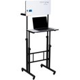 thumbnail image 1 of Bureau à Tableau Blanc Debout pour Lecteur d'Esprits, Hauteur Réglable, Bureau d'Ordinateur, Bureau pour Portable, Portable, Roulant, 21 Pouces L x 21.5 Pouces L x 68.5 Pouces H, Blanc, 1 of 6