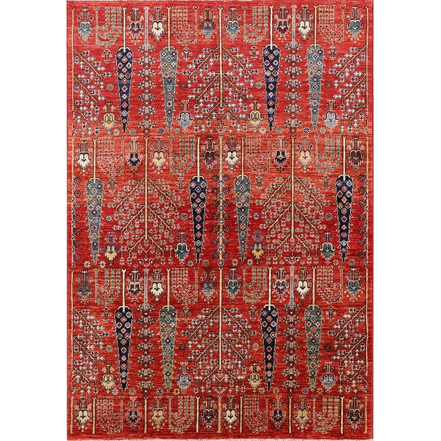 Ahgly Company Tapis d'Intérieur Rectangulaire Mi-Siècle Moderne Rouge Oriental, 4 Pieds x 6 Pieds