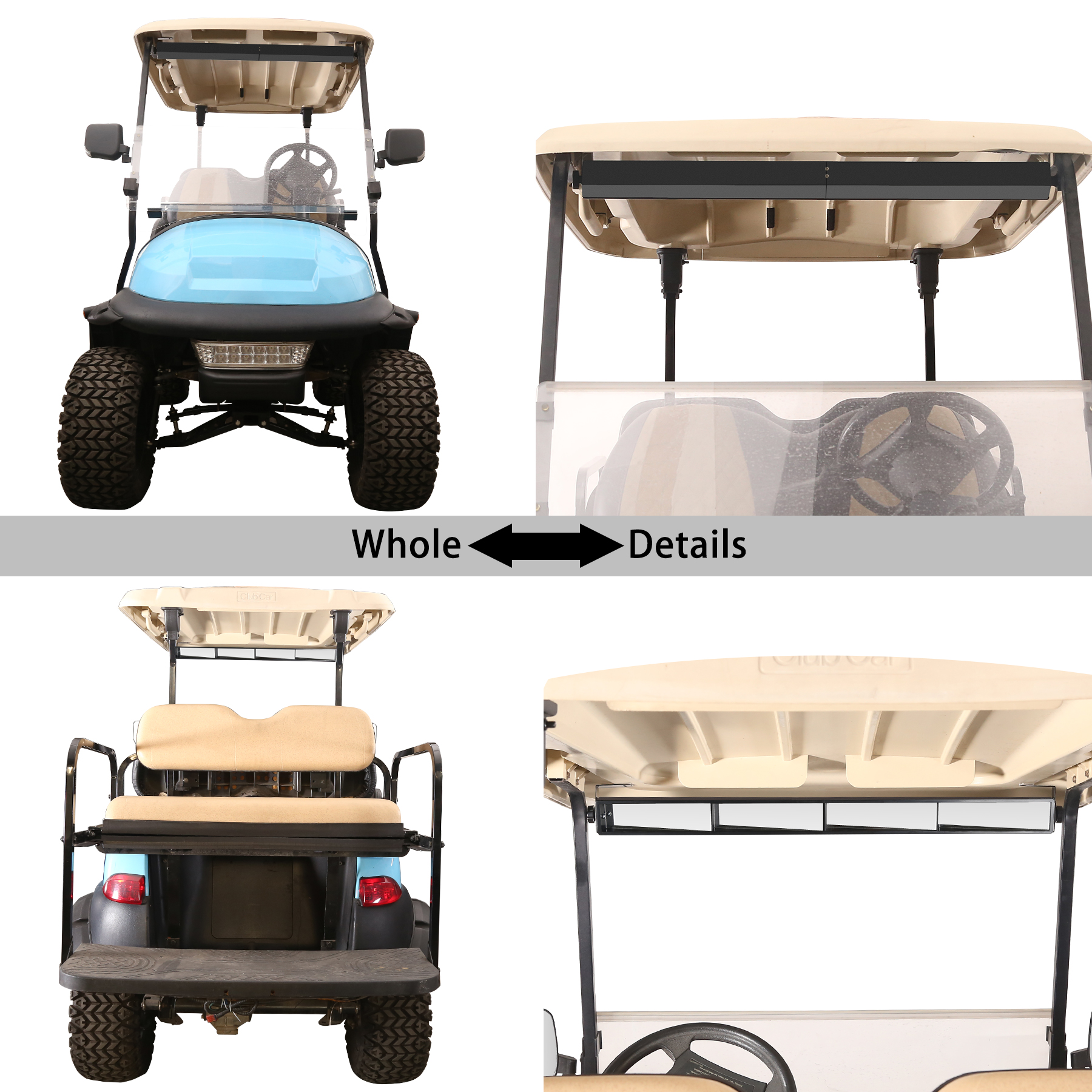 Buy 10L0L Universal 4 Panel Golf Cart Mirror,Rear View Mirror for Golf