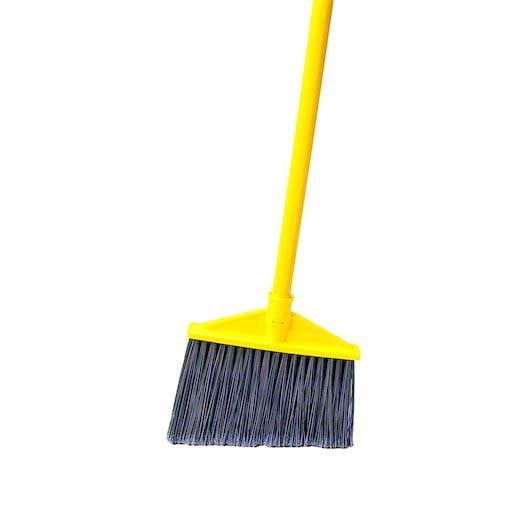 Rubbermaid Commercial 6375 10-1/2" Sweep Face, Gray Color, Polypropylene Fill Flagged-Tip Angle Broom with Vinyl Coated Metal Handle