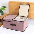 thumbnail image 2 of 2Pcs Storage Bins with Lid, Cotton and Linen Storage Boxes Stackable Foldable Clothes Toys Organizer for Bedroom Closet Playroom Nursery, 2 of 2