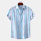 thumbnail image 4 of Camisas De Vestir Para Hombre Camisa de manga corta con flores para hombre, estilo playero de verano, informal, relajada, para perezosos (Blue, XL), 4 of 7