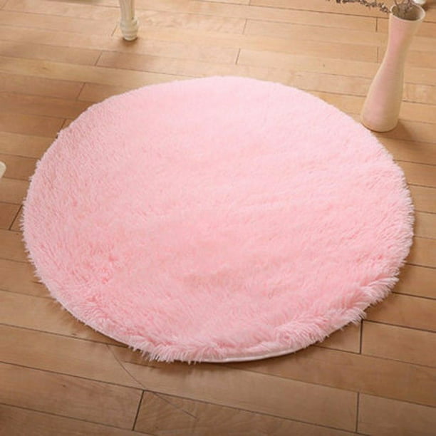 King Luxury Round Rugs For Kids, Light Pink Round Rug For Nursery
