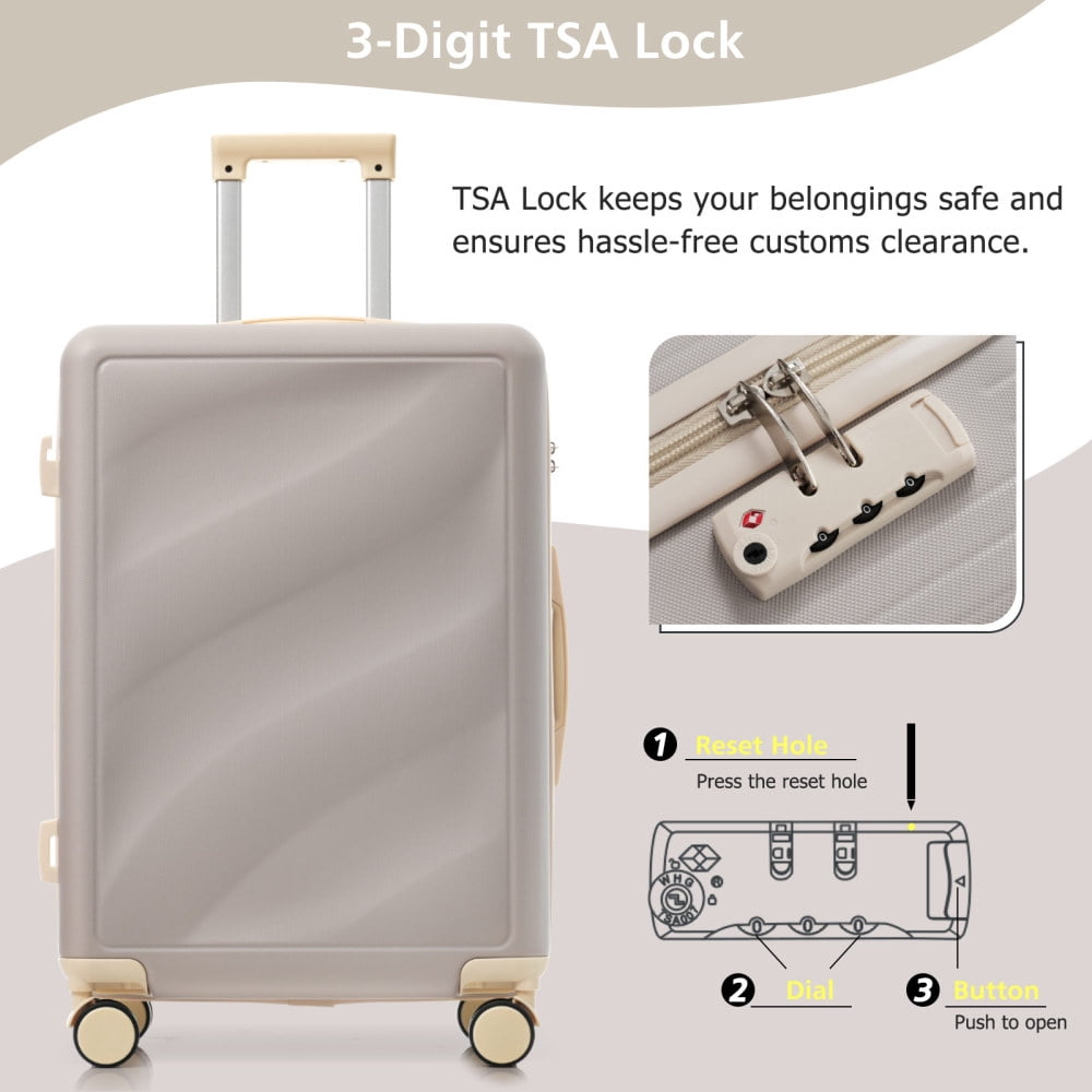 HomePerch 3-Piece Luggage Set (20"/24"/28"), Lightweight ABS Hardshell Suitcases with Spinner Wheels, TSA Lock & Side Hooks, Carry-On and Checked Travel Luggage