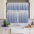 thumbnail image 2 of Minimalist Blue Curtain Valances Set and Grey Gradient Kitchen Curtains 24&nbsp;inch Length Rod Pocket Valance and Tiers 3 Piece Set Small Bedroom Bathroom Laundry Decor, 2 of 9