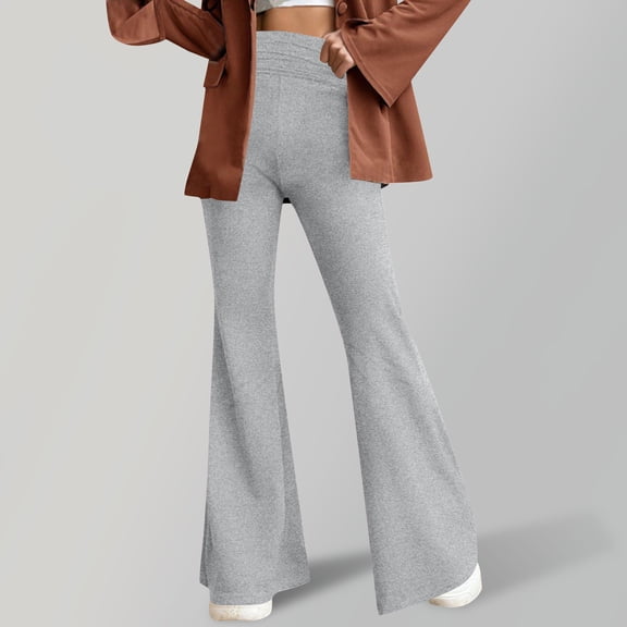 EaskTriop Womens Bell Bottom Flare Pants High Waist Wide Leg Palazzo Trousers Stretchy Soft Comfy Lounge Work Office Pants Casual Dressy Pants