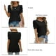 thumbnail image 5 of Blusa negra con cuello redondo y mangas abullonadas - Camisa túnica holgada para mujer, talla M Summer Chic, 5 of 6