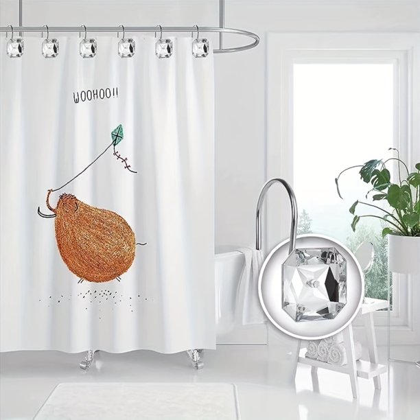 DEKAXID - 12 ganchos cuadrados simples de acrílico para cortina de ducha, ganchos metálicos multifuncionales para decoración de baño, accesorios de baño, suministros de decoración del hogar