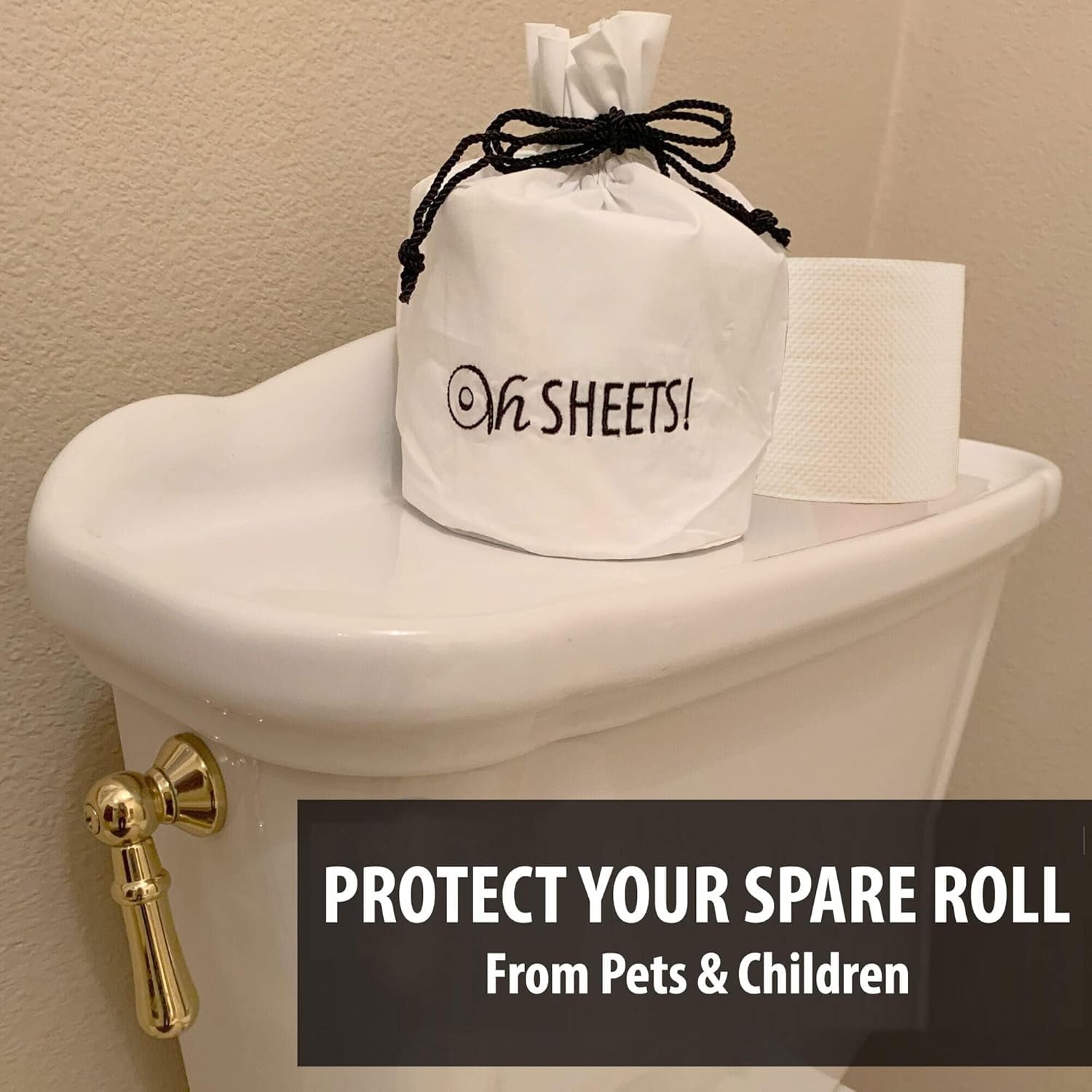 Born Uncommon Toilet Paper Roll Cover - 9" x 5.5" Reusable Cotton Toilet Paper Cover with Drawstring Closure – Decorative Bathrooms Tissue Roll Storage Bag