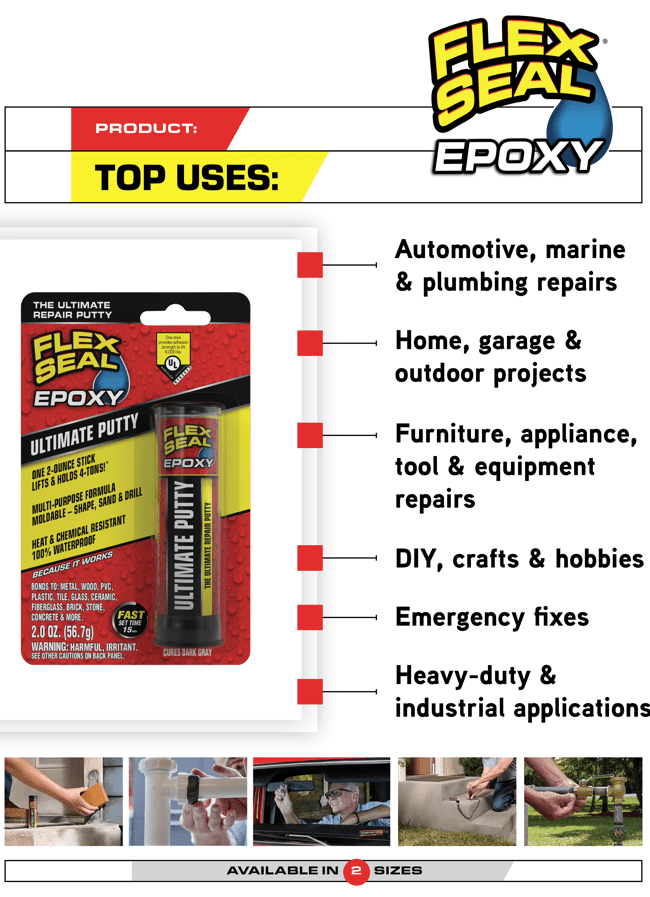 Flex Seal Epoxy Ultimate Putty Dark Gray 2.0 oz