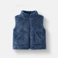 thumbnail image 3 of Toddler Girls Sherpa Vest Plush Fleece Zipper Jackets Sleeveless Stand Collar Fall Winter Warm Outerwear with Pockets Blue, 5 Years, 3 of 3