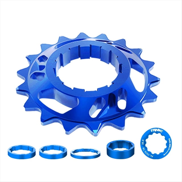Kit de Conversión de Volante de Inercia de una Sola Velocidad Piñón de Bicicleta de Carretera con Piñón de Casete 18T para Cadena de Rueda Libre Azul