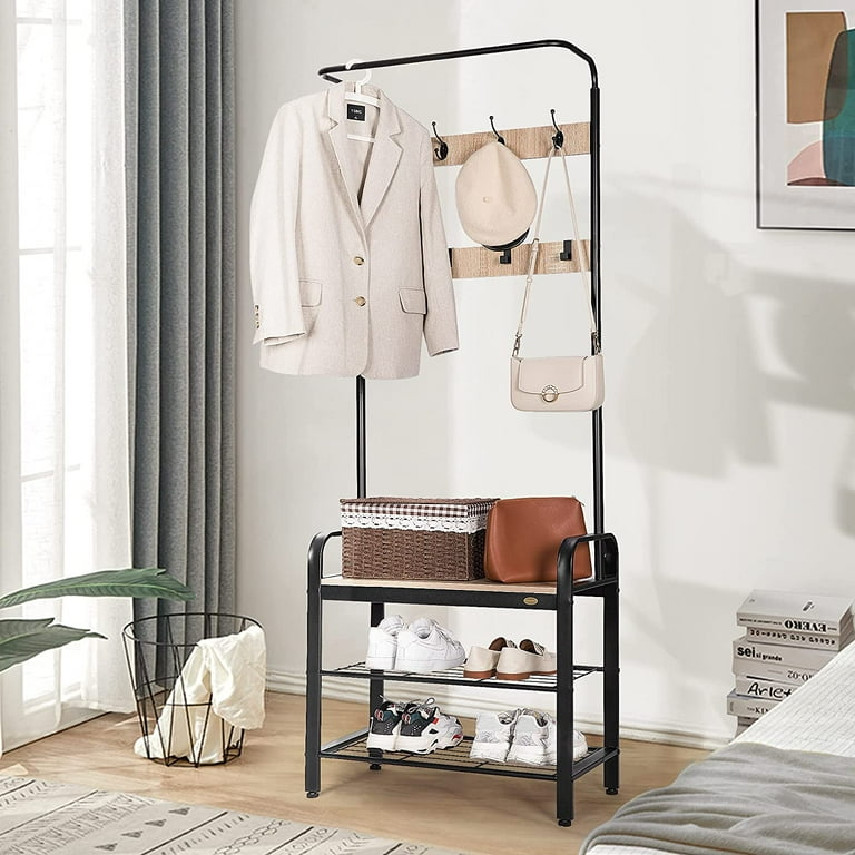 VIVOHOME 3-in-1 Entryway Hall Tree Heavy Duty MDF Stand Coat Rack with Storage