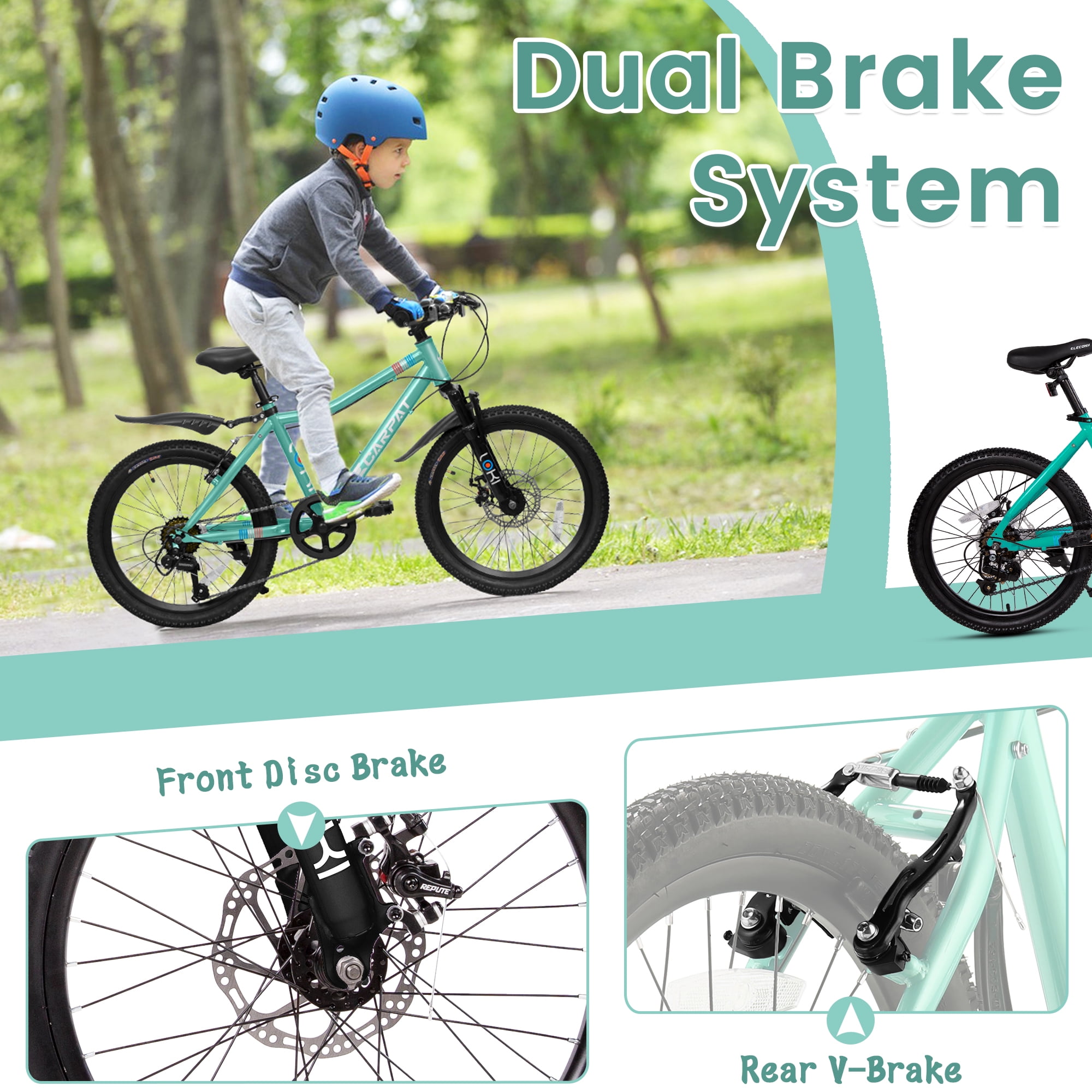20 inch Mountain Bike For Boys Girls, 7 Speed Kids' MTB Summer Travel Birthday Gifts Children Bicycles