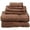 Brown, variant on Egyptian Cotton 600 GSM, 6-Piece Towel Set, 2 Bath, 2 Hand, 2 Face White