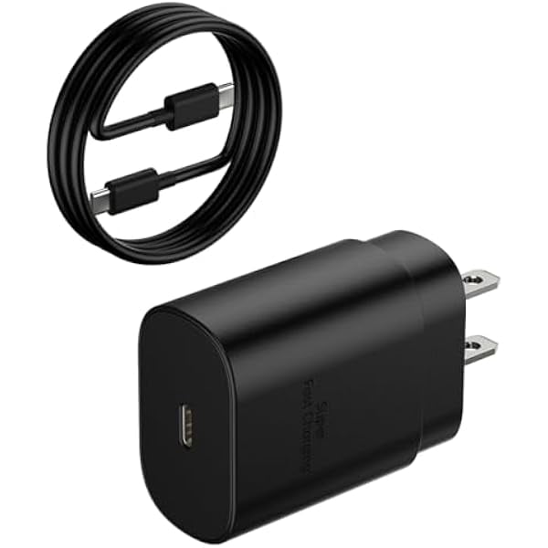 Quyaojz 25W Super Fast Charger Type C Wall/Car Charger Combo Kit for Samsung Galaxy S26 S25 S24 S23 S22 S21 Ultra Plus A53 A52 A14 A25 A42 A32 Xcover 7 6 iPhone 17 16 15 Pixel 10 9 8 Moto USB C Cable